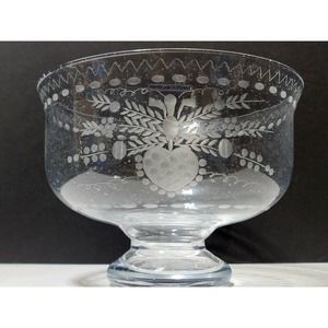 Oscar De La Renta Heart Etched Large Footed Bowl, Rare Exceptional Condition!!!